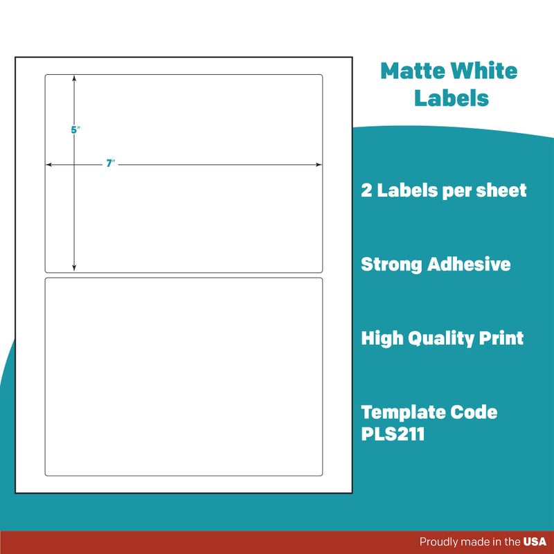 Premium Label Supply White Sticker Shipping Labels - 7 "" x 5 "" - Laser/Inkjet Compatible - (2 per Sheet), 100 Sheets - 200 Total Adhesive Labels - Image 4